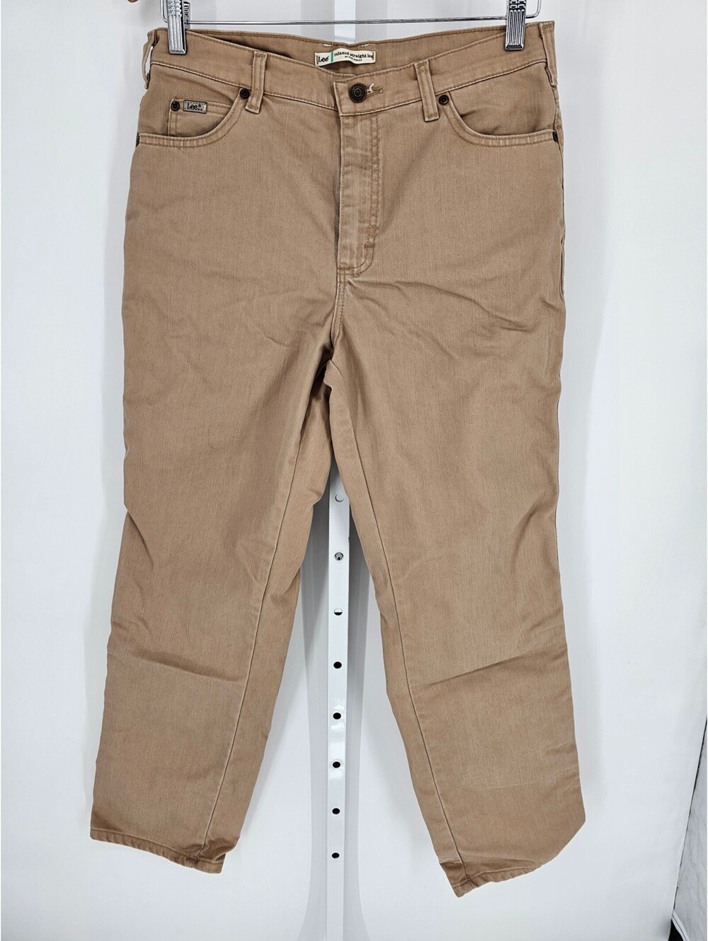 Lee Women's Tan Relaxed Straight Leg Mid Rise Casual Pant Size 10 M